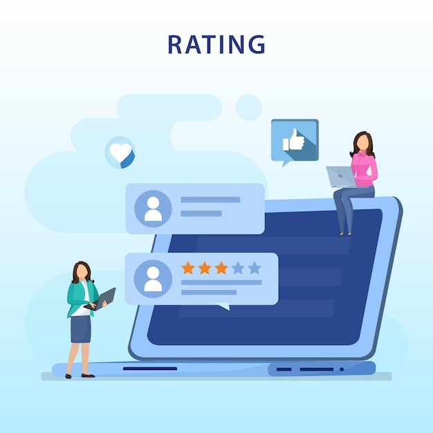 application rating concept Reviews stars with good and bad rate customer satisfaction social media