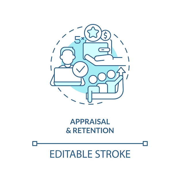 Appraisal and retention turquoise concept icon