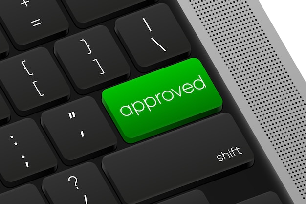 Approved button Computer Keyboard Word on pc computer keyboard Vector illustration