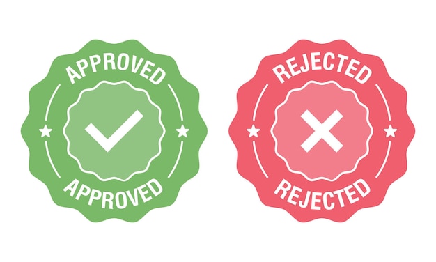 Approved and rejected label sticker icon Vector illustration