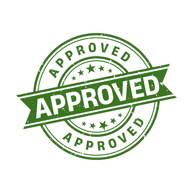 Approved Stamp Approved Round Sign With Ribbon