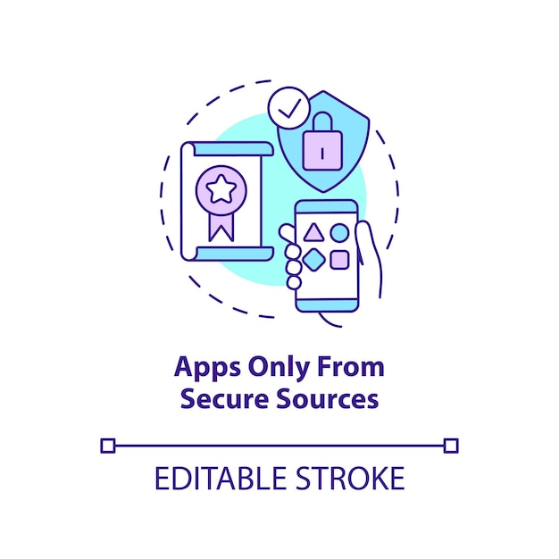 Vector apps only from secure sources concept icon