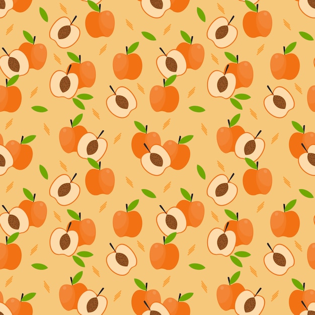 Apricot fruit seamless pattern.