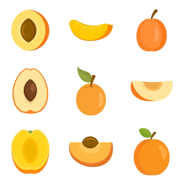 Apricot icons set