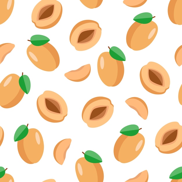 Apricots illustration design seamless pattern on white background