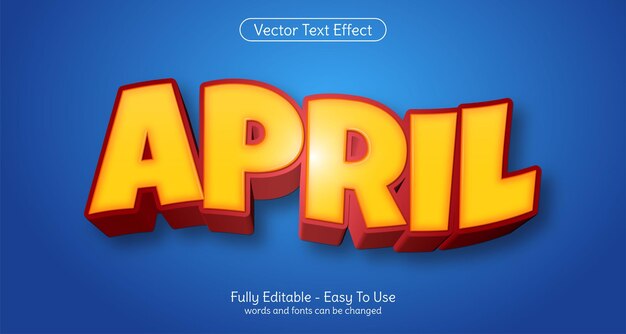 April 3d text editable style effect template