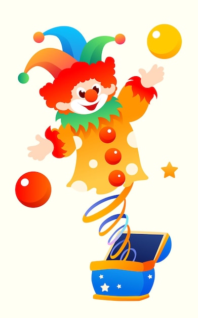 April fools day clown show stage vector illustration