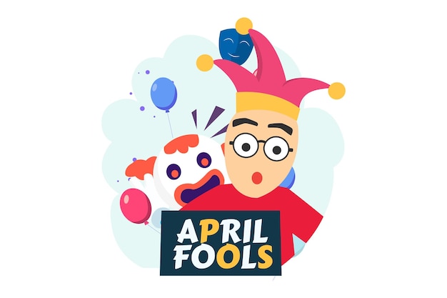 Vector april fools flat illustration design