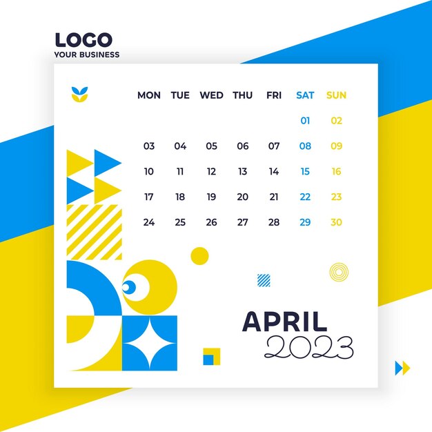 April month template for your business minimalist advertising print geometric calendar 2023