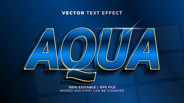 Aqua blue water 3d editable text effect style template