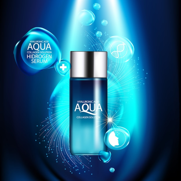 aqua skin collagen Serum and Background Concept Skin Care Cosmetic.