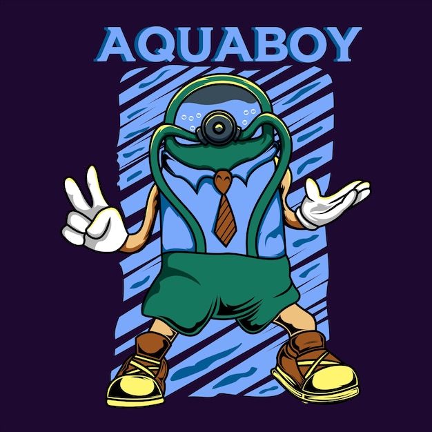 Aquaboy character cartoon vector illustration