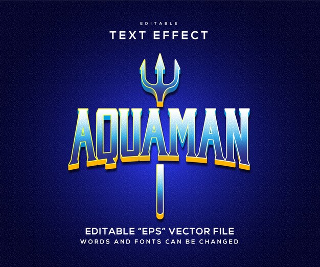 Vector aquaman blue text effect