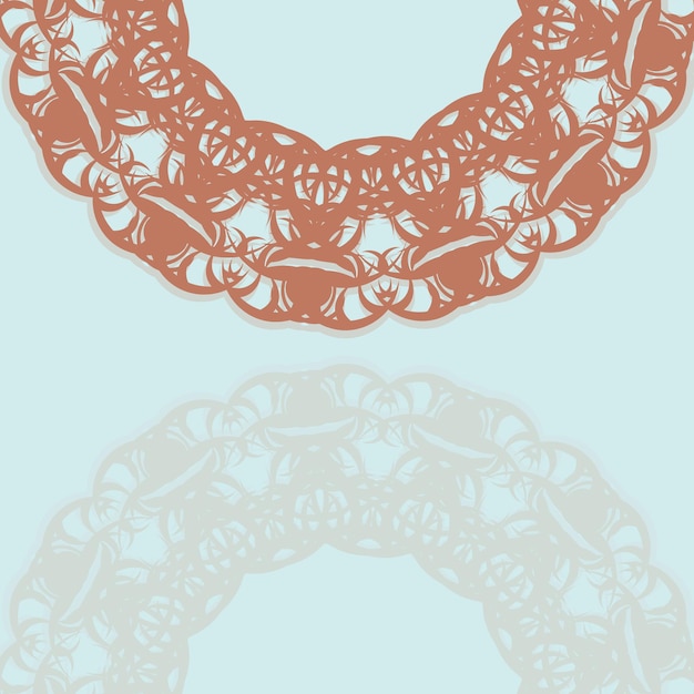 Vector aquamarine brochure with greek coral ornaments for your design