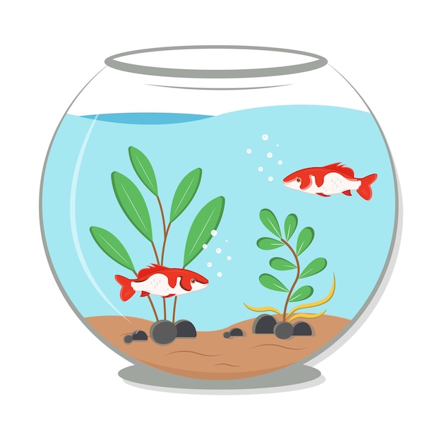 Aquarium jar in flat design