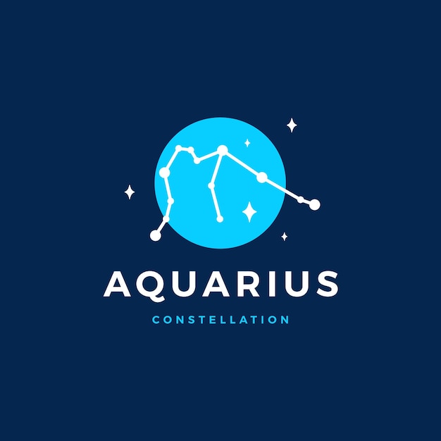 Aquarius star constellation the water bearer logo vector icon illustration