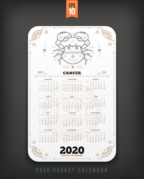 Aquarius  year zodiac calendar pocket size vertical layout Black color  style  concept illustration