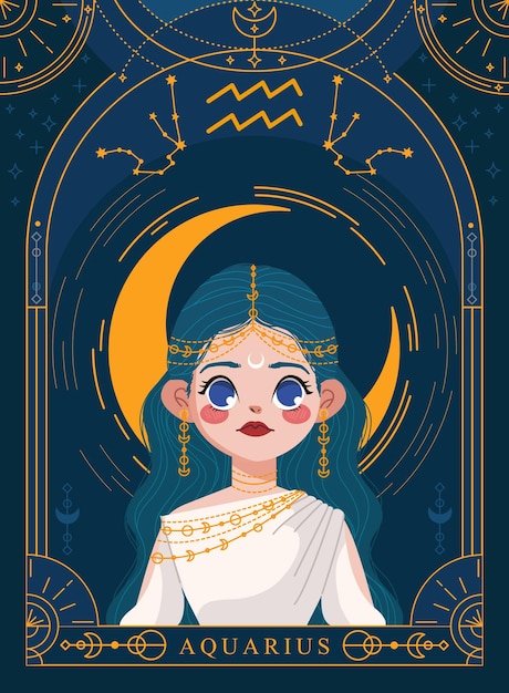 Aquarius Zodiac Character Illustration