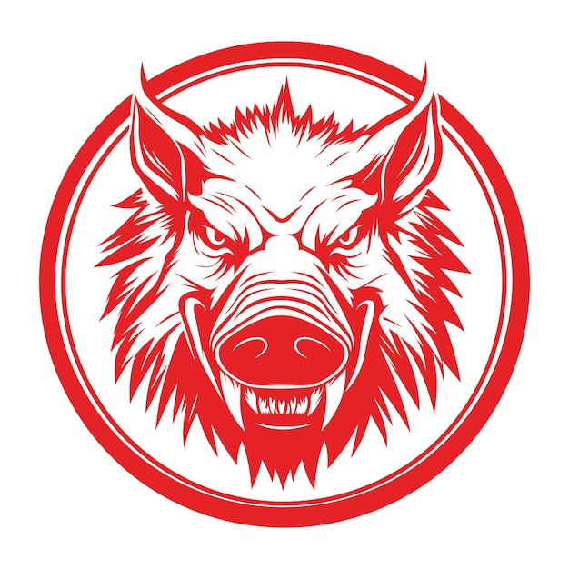 Vector ar cyclists club red and white angry boar head logo vector illustration