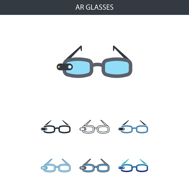 AR glasses concept all styles simple icon shape. Simple flat illustration. AR glasses concept symbol line design from Augmented reality set. Can be used for web UI/UX