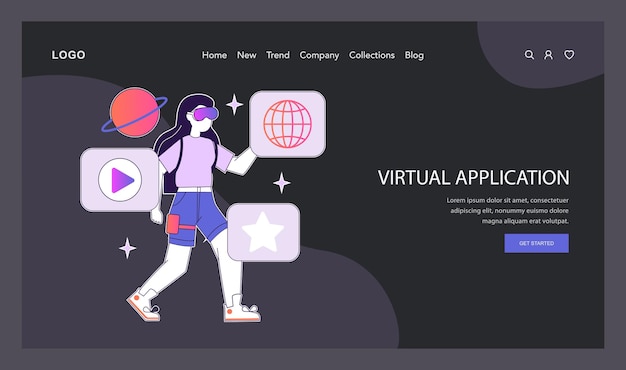 Ar and vr concept a user explores digital content through virtual reality interface in a stylized