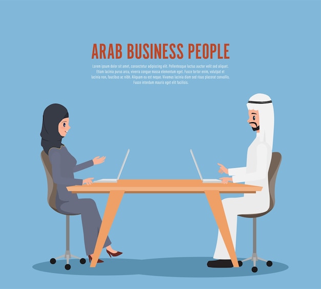 arab business people join working with laptop.