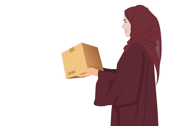 Arab Girl receiving a package