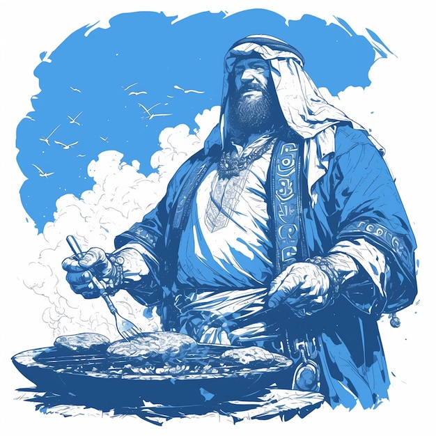 Arab Man in His 40s Cooking on a Grill