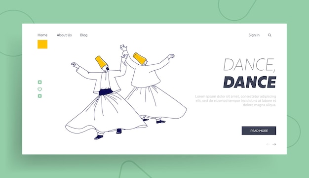 Vector arab turkish dance landing page template.