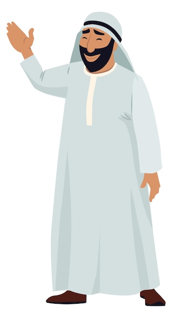 Vector arab waving hand muslim man greeting gesture