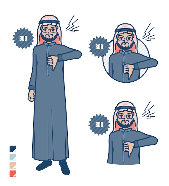 A arabian middle man in Black costume with Booing images