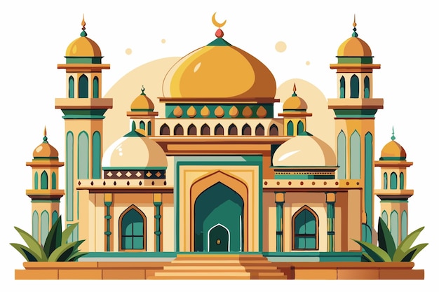 Arabian mosque exterior building flat vector design mosque vector design logo for any work