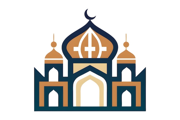 Arabian mosque exterior building flat vector design mosque vector design logo for any work