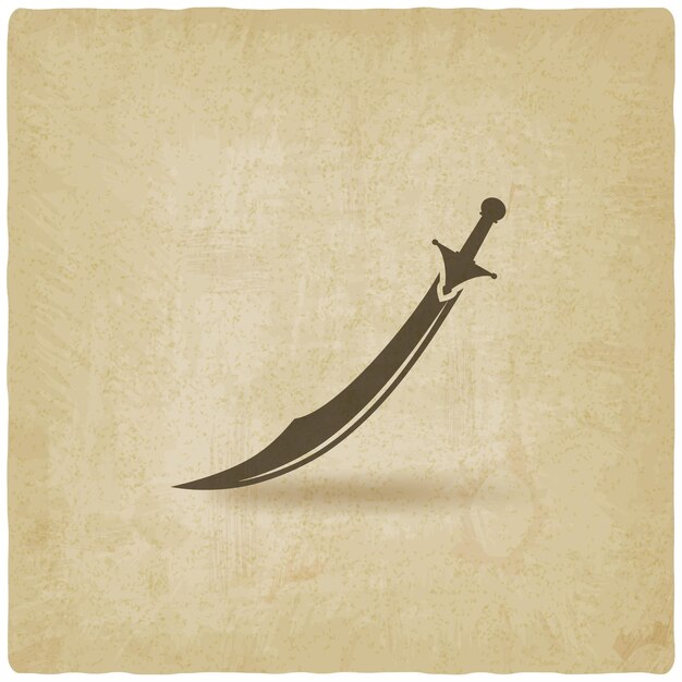 Vector arabian saber scimitar on vintage background