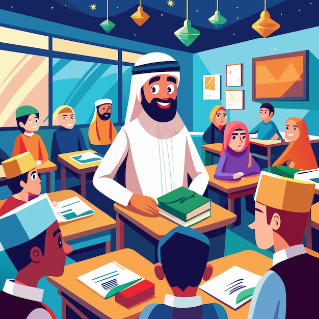 Arabian teacher illustration