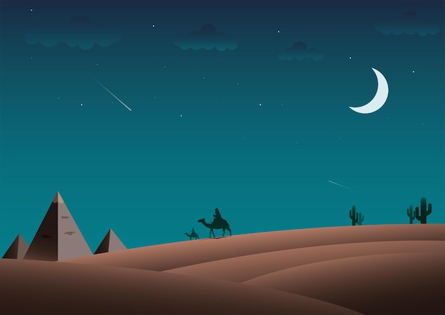 Arabian travel at night illustration