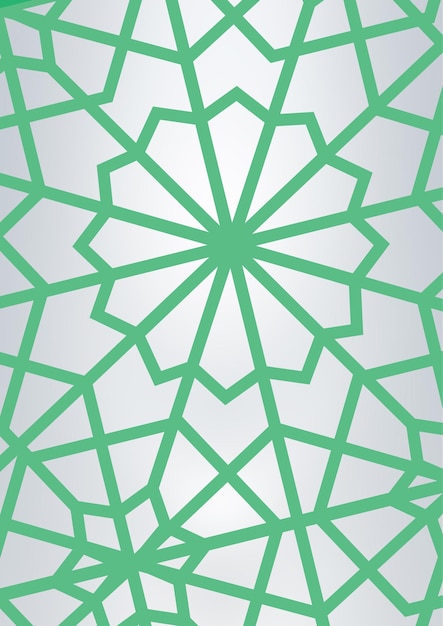 Arabic abstract design with green color with silver background