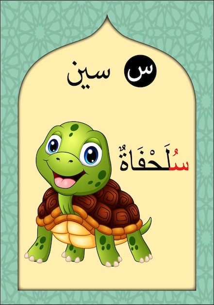 Arabic Alphabet Flashcard for Kids and Children with letter Sin