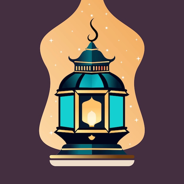 Arabic blue lighting lantern isolated view blue lamp with hanging lantern clipart