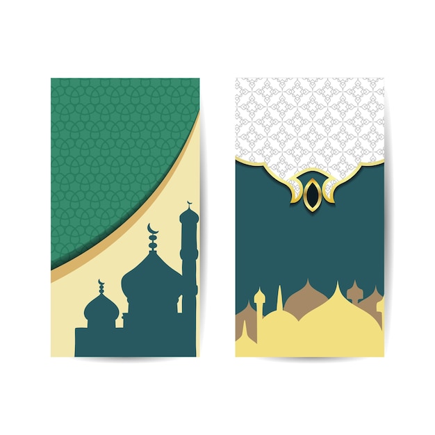 Arabic decoration in the shape of a mosque on a green background islamic background banner