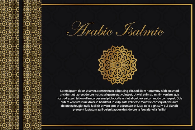 Arabic islamic elegant grey and golden and silver luxury background with arabic pattern Premium Vect