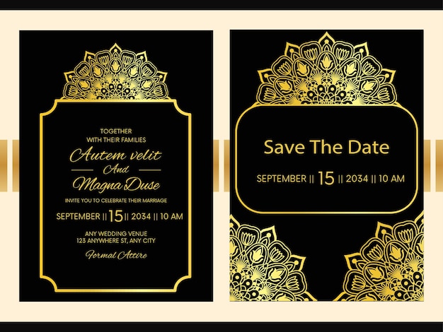 Arabic Laser cutting mandala Wedding invitation card background Template