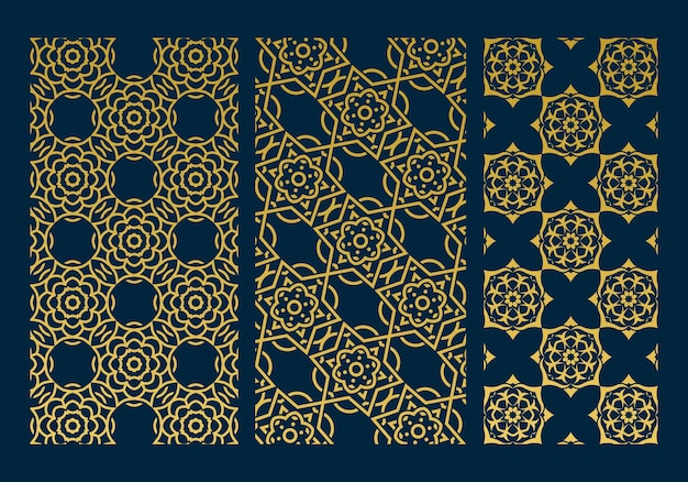 arabic luxury background design template in gold color with star or floral line art concept