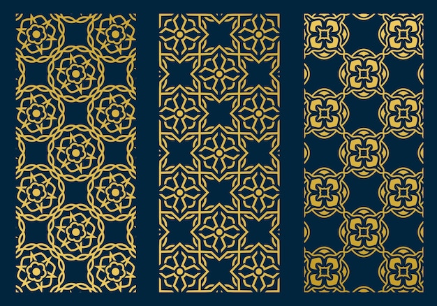 arabic luxury background design template in gold color with star or floral line art concept