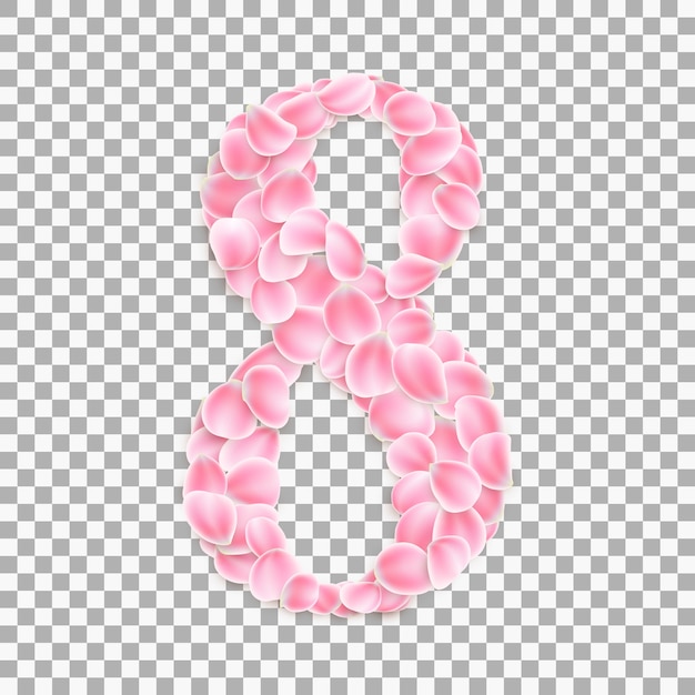 Arabic numeral eight, from pink petals.  