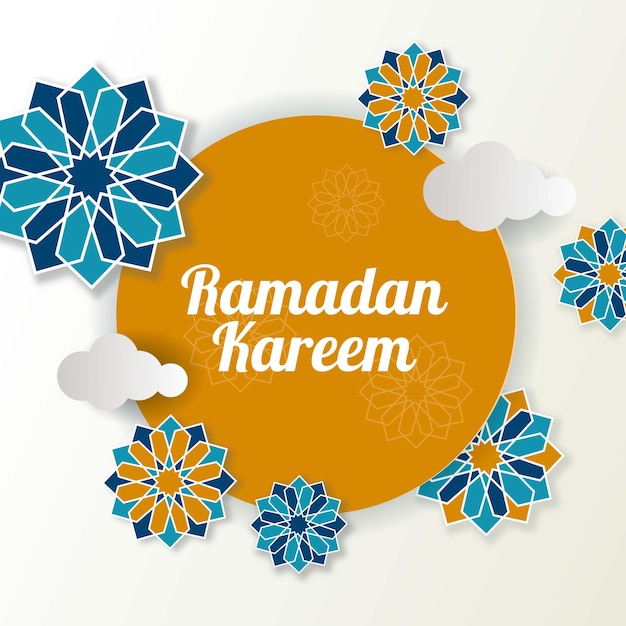 Arabic ornamental ramadan kareem background design in paper style Decorative social media post