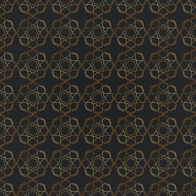 Arabic pattern Golden openwork flowers on a dark background Seamless pattern in vector