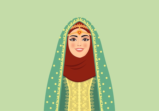 Vector arabic woman wearing the traditional omani dress