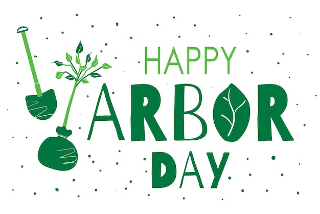 Arbor day background with seedling vector illustration