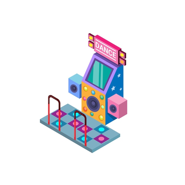 Arcade dance game machine symbol isometric illustration vector